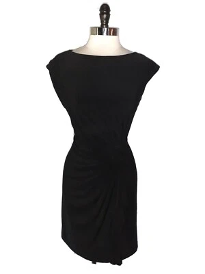 JONES STUDIO Size 10 Sheath Dress Black Cap Sleeve Stretch Knit Knee Length - Image 1 of 4