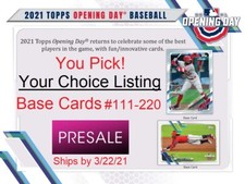 2021 Topps Opening Day Base Card #111-220 YOU PICK Your Choice Complete Your Set
