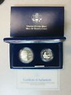 (2 Coin Set)1993 Bill Of Rights Proof Silver Dollar And Half Dol. With Box & Coa