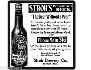 Vintage Stroh's Beer 1906 Image Refrigerator / Tool Box Magnet Man Cave - Picture 1 of 1