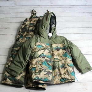 Carter's Boy's Bib Snow Pants Coat Size 5-6 Heavyweight Winter Snowsuit Dino Lot - Picture 1 of 11