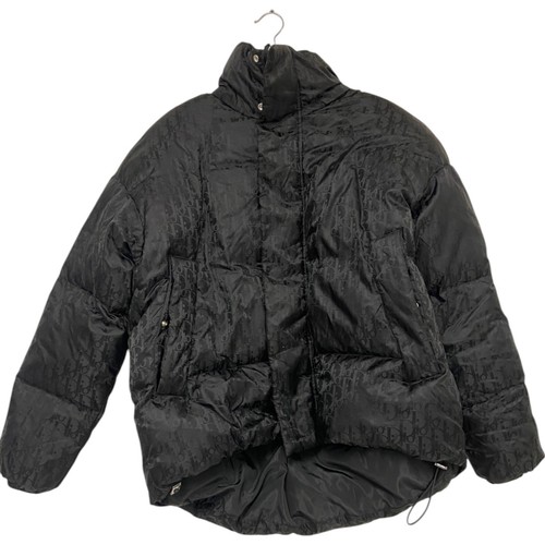 Dior Monogram Puffer Jacket Snap Zip Up Manica Lunga Stampa All Over Nero