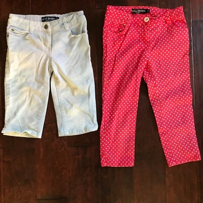 2 MINI BODEN Cropped Capri Denim Jeans Pants Shorts Size 9Y Adjustable Waistband - Image 1 of 4