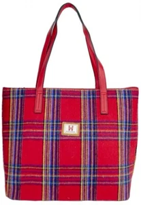STRATHURIE OF SCOTLAND Ladies Tweed Red & Blue Check Tote Shoulder Bag - Picture 1 of 5