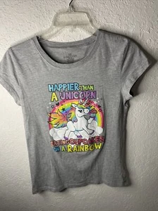 Girl’s Unicorn Sparkle Bling XL 14/16 Happier Than A Unicorn Eating Cupcakes… - Picture 1 of 5