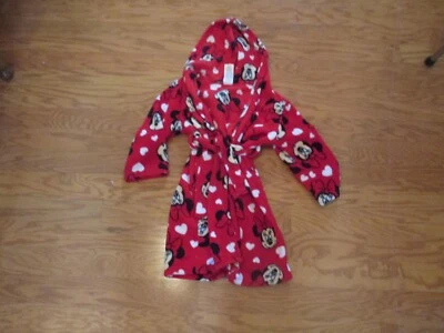 Disney Minnie Mouse Girl's Red Fleece Hooded Bathrobe Size S or 6 Girls - Image 1 of 4