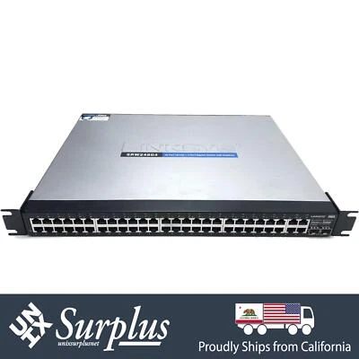 48 Port 100Mb RJ45 SRW248G4 Linksys WebView Switch  | 4 1Gb RJ45 2x SFP Shared - Image 1 of 4
