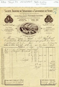 Dépt 30 - Nimes - Belle Fabrique de Bougies & Savonnerie de Nimes du 16/05/1907 - Imagen 1 de 1