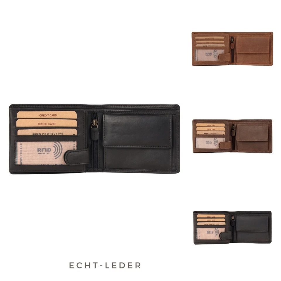 BENTHILL Geldbörse Herren Echt Leder Geldbeutel RFID-Schutz Slim Portemonnaie Männer