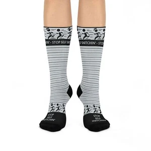 Strafjustiz Socken Unisex schwarz weiß Polizei halbhoch Crew dehnbar Original - Bild 1 von 7