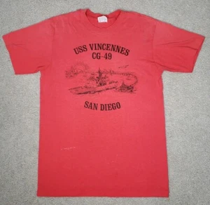 Vintage Persian Gulf USS Vincennes TShirt CG-49 Hanes 50/50 M 80's San Diego - Picture 1 of 7