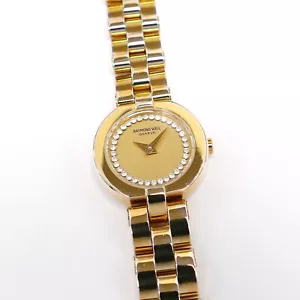 Raymond Weil Allegro Ladies 21mm Champagne Dial 18k Gold Plated w/ Crystals 5817 - Picture 1 of 13