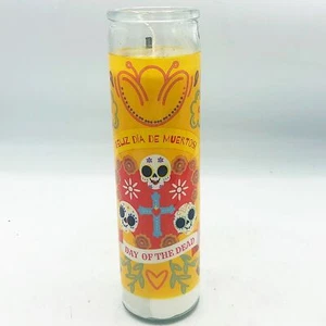 Day of The Dead Yellow Altar Prayer Candle Dia De Muertos - Picture 1 of 7