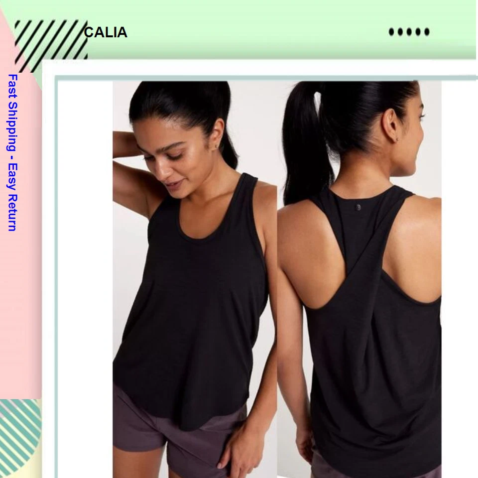 CALIA Women's Twist Back Tank Pure Black Medium Activewear