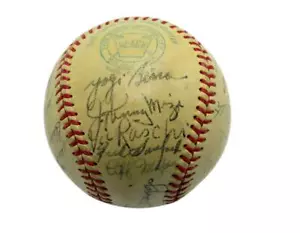 1949 Yankees OAL Team signierter Baseball (24) WS Champ HOFer Berra/Mize/Rizzuto JSA - Bild 1 von 7