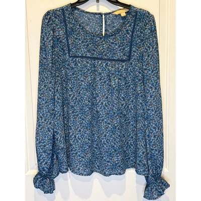 Top de mujer HOPE & HARLOW verde azulado estampado floral cuello redondo manga larga XL Foto 1 de 4