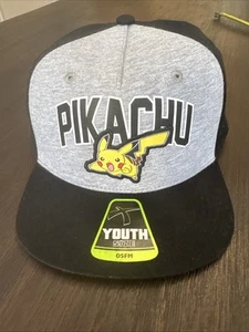 Pokémon Pikachu Youth Size OSFM Black And Gray Baseball Cap - Picture 1 of 11
