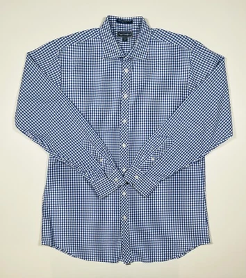 Paul Fredrick Shirt Mens 17.5-36 Blue White Check Trim Fit Button Down Cotton - Image 1 of 4