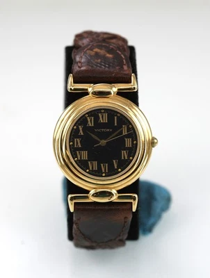 Victory Watch Men Midsize Gold Stainless St WR Brown Leather Batt Black Quartz - Image 1 of 4