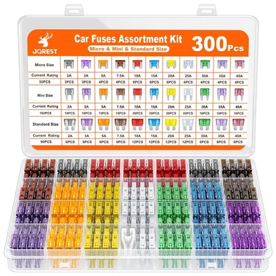 JOREST 300Pcs Car Fuse Assortment Kit, 160 Mini Blade Fuses Automotive +... - Image 1 of 4