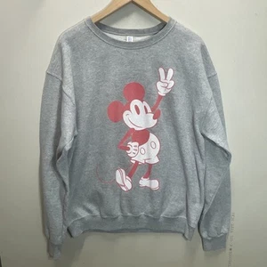 Vintage 90s Y2K Disney Mickey Mouse Classic Gray Sweatshirt Adults Unisex L Gray - Picture 1 of 9