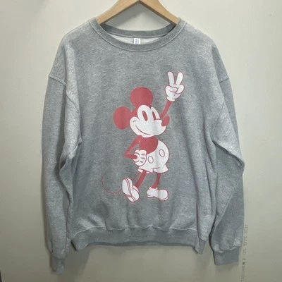 Vintage 90s Y2K Disney Mickey Mouse Classic Gray Sweatshirt Adults Unisex L Gray - Image 1 of 4
