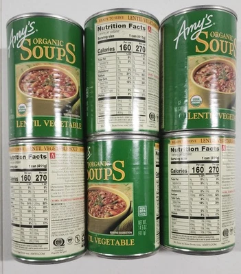 (6 Pack) Amy’s Organic Lentil Vegetable Soup, Vegan, 14.5 Ounce 10/2026 - Image 1 of 4