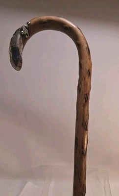 Fancy Sterling Silver Decorated Natural Thorny Wood Cane 34"L Look - Image 1 of 4
