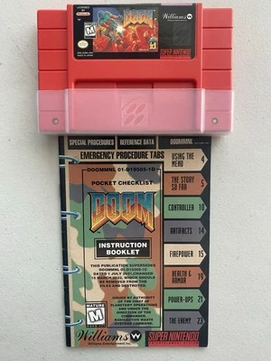 Doom Super Nintendo SNES Authentic Game Tested W/ Manual Red Cartridge  - Image 1 of 3
