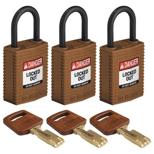 BRADY  Lockout Padlock,Nylon,Brown,PK3 55JY66 - Picture 1 of 1
