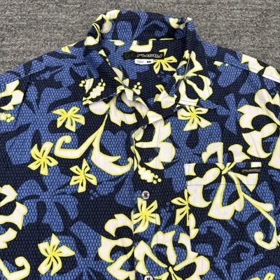 Rusty Shirt Men Large Blue Hawaiian Surf Skate Loop Collar Y2K 90s Tropical Camp - Image 1 of 4