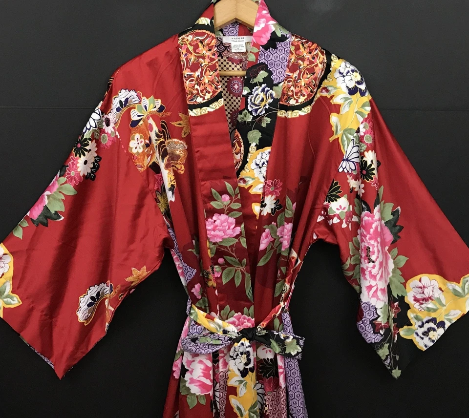 Bata Natori Private Luxuries Floral Satén Cinturón Manga Kimono Talla M Foto 1 de 4