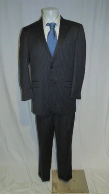 Burberry London Bond Street Gray Striped Two Button Suit 40L - Image 1 of 4