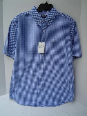 CAMISA MANGA CORTA HOMBRE CHAPS AZUL SURF Y BLANCO ESTAMPADO GINGHAM TALLA GRANDE Foto 1 de 4