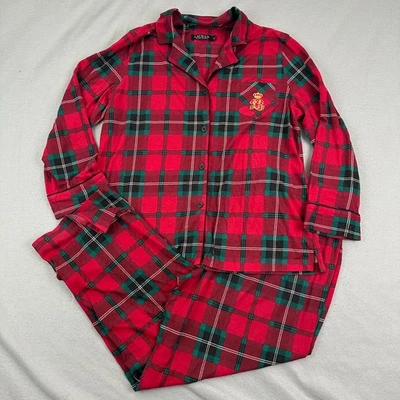 Lauren Ralph Lauren Mujer Pijama Conjunto XL Cuadros Navidad Manga Larga Foto 1 de 4