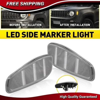 Clear Lens Amber LED Front Fender Side Marker Lights For 2015-2023 Jeep Renegade - Image 1 of 4