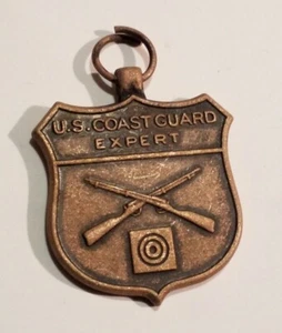 Vintage Militär Medaille US Küstenwache Experte geprägte Bronze Medaillon Anhänger  - Bild 1 von 8