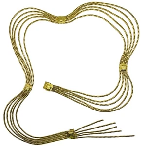 80er Christian Dior goldfarbene Multi Strang Kette Gürtel Halskette Quaste Tropfen Runway - Bild 1 von 18