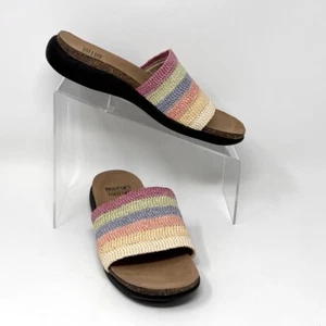 Mootsies Tootsies Womens Raffia Rainbow Weave Cork Heel Slip On Mule Size 8 - Picture 1 of 11
