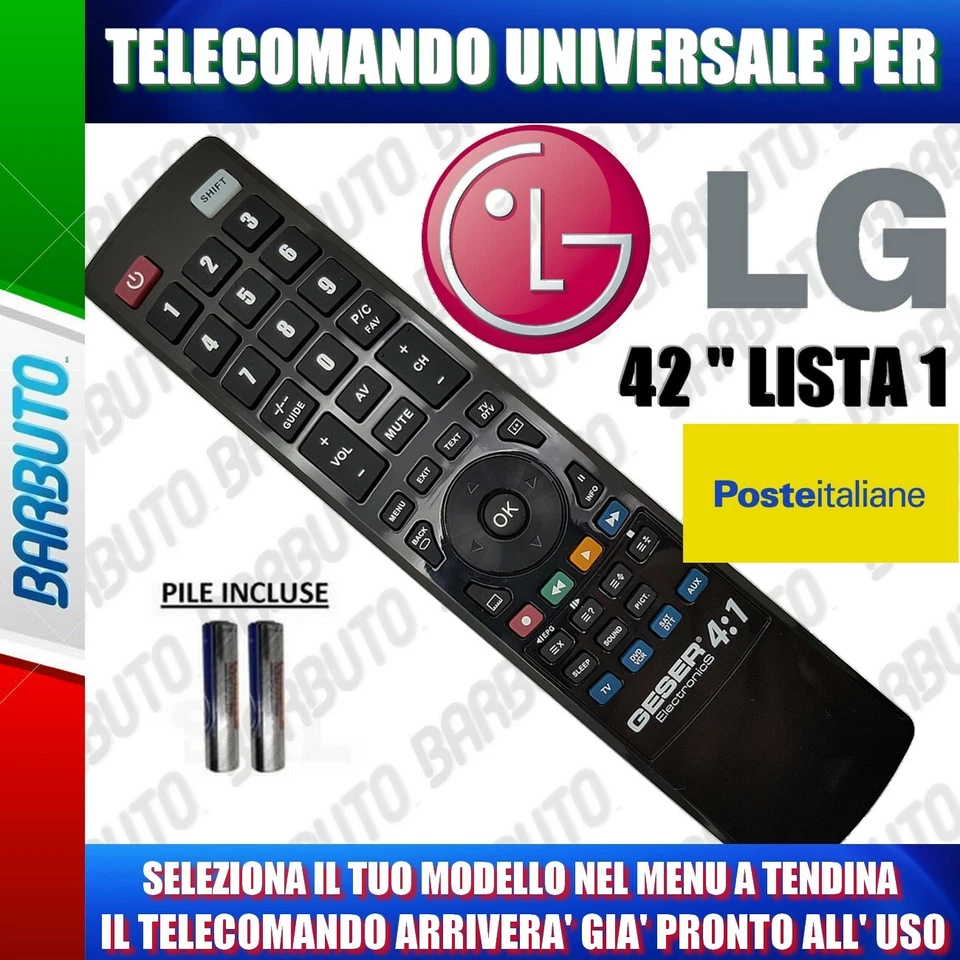 MADEFORYOU TELECOMANDO UNIVERSALE LG 42" L1 CLICCA SUL TUO MODELLO LO RICEVERAI GIA PRONTO