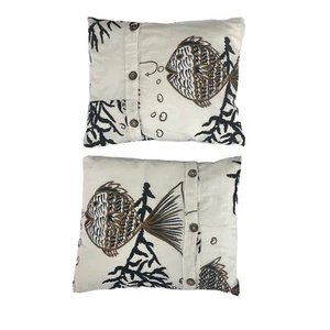 Set of 2 Fish Pillows Beach Ocean Coastal Themed w Removable Covers 10x13” - Picture 1 of 6