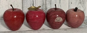 Lote de 4 pisapapeles manzana mármol/piedra rosa, marrón, borgoña y fushia - Imagen 1 de 7