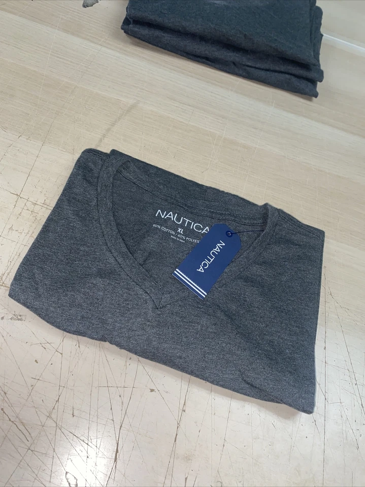 Nautica Mens Heather V-Neck T-Shirt XL