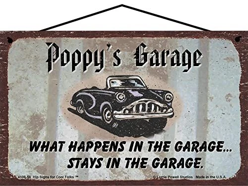 Poppy's Garage Sign Father's Day Gift Classic Car Workshop Grandpa Grandfather - Image 1 of 1