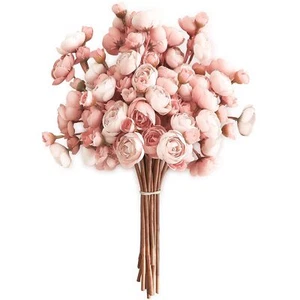 Ranunculus Artificial Flowers 18 Pcs Dusty Rose Faux Silk Mini Ranunculus Bul... - Picture 1 of 4