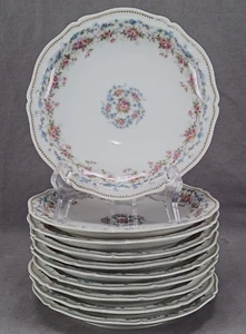 Set of 10 Haviland Schleiger 1047-2 Pink Blue & Gold Floral 7 1/2 Inch Plates - Picture 1 of 12