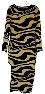 Madden Girl Junior Long Sleeve Metallic High Split Bodycon Black/Gold Dress M - Picture 1 of 8