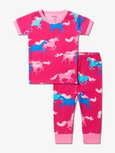 Organic Cotton Baby Pajamas Hatley Short Sleeve 2pc Set Pink Unicorns 6-9 Months - Picture 1 of 6