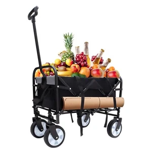 Collapsible Foldable Wagon Cart Outdoor Utility Cart Garden Fishing Camping - Picture 1 of 12