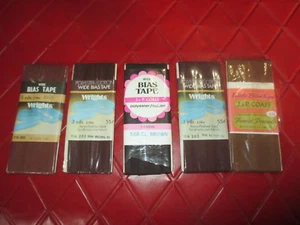 LOT Of Five BROWNS Cotton/Polyester 1" SINGLE FOLD BIAS TAPE - #F5 - Picture 1 of 2